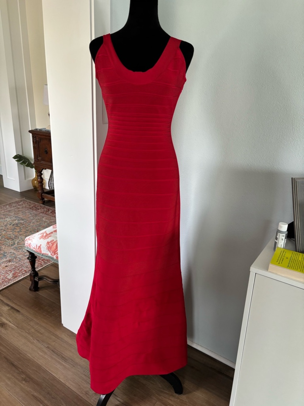 Herve Leger Ellen red bandage gown small - Picture 3 of 10